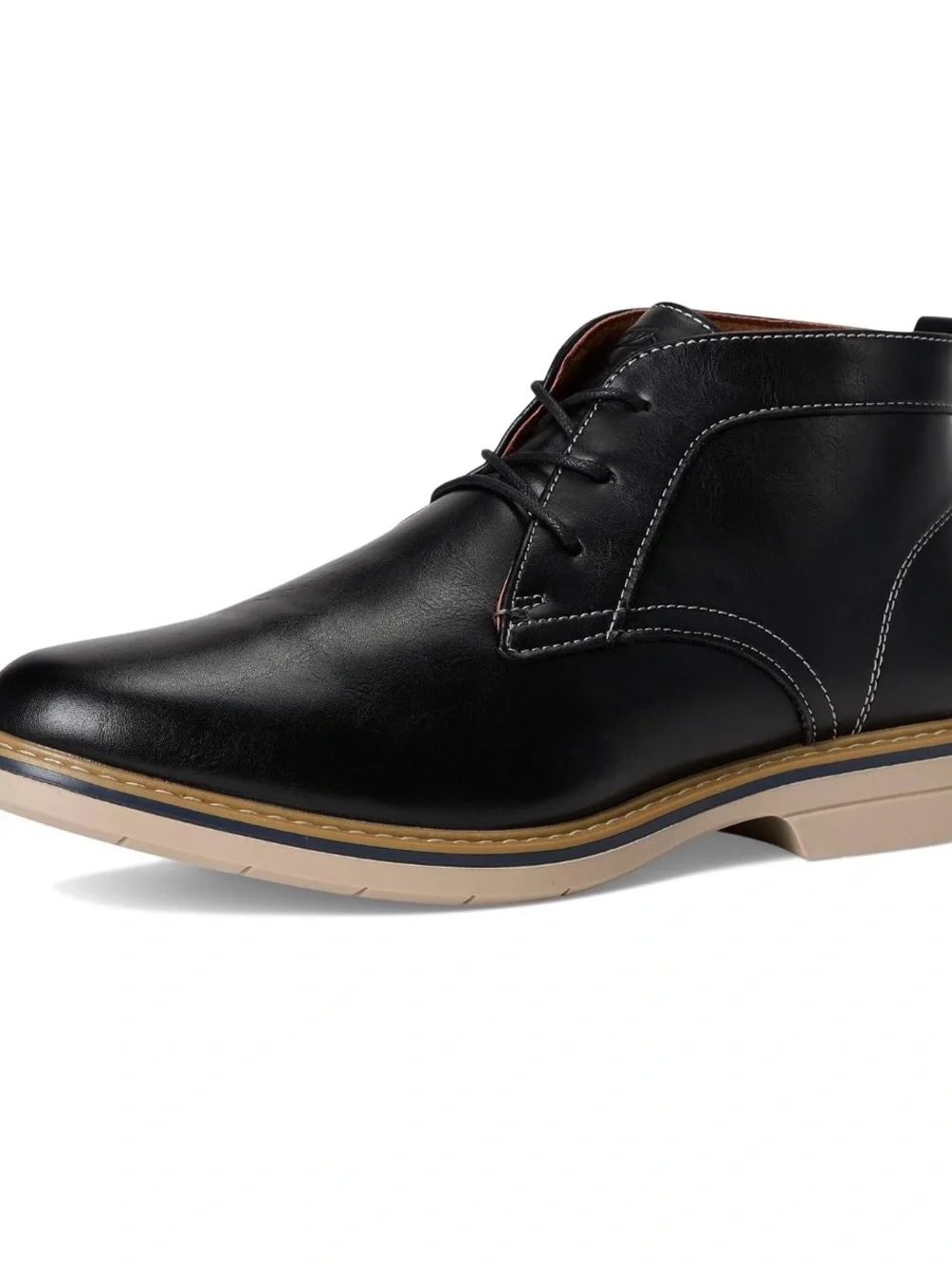 Deer Stags Black Leather Chukka Boots with Tan Sole Size 11.5 New In Box